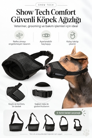 Showtech Comfort Köpek Ağızlığı Xlarge - Yarım Beden Ayarlanabilir Yüksek Koruma