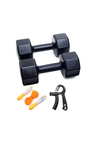 5 Kg Dambıl X 2 Adet 10 Kg + Sayaçlı Ayarlanabilir El Yayı + Sayaçlı Atlama İpi