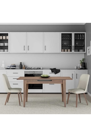 Açılır Mutfak Masası - Koyu Ceviz Oslo Ceviz 120-150x75x70 Cm Ceviz