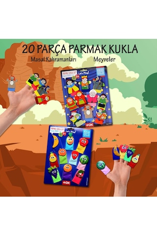 2 Set - 20 Parça Tox Masal Kahramanları ve Meyveler Parmak Kukla