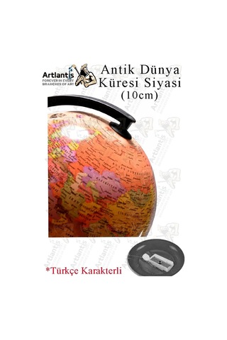 Dünya Küresi Antik 10 Cm Siyasi 1 Paket Masaüstü Coğrafya Dünya Küresi Sınıf Eğitim Kalemtraşlı Dekor
