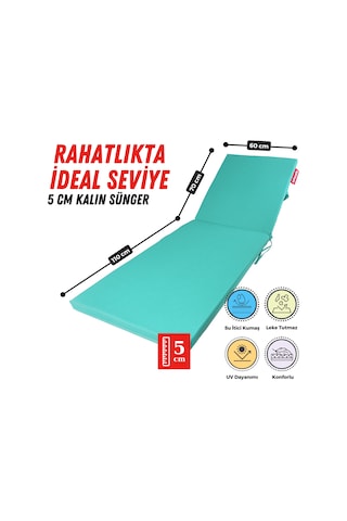 Xpermate Ultra Kalın Şezlong Minderi Su İtici 60x180x5 Turkuaz