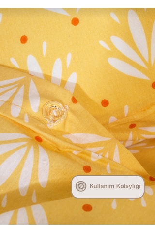 Koyu Turkuaz Batik Desenli Nevresim Takımı Çift Kişilik Koyu Sarı