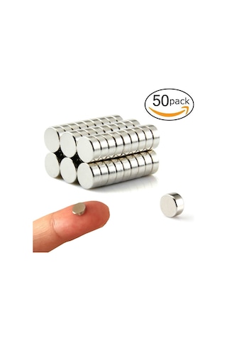 50 Adet Çap 6Mm X Kalınlık 2Mm Yuvarlak Güçlü Neodyum Mıknatıs