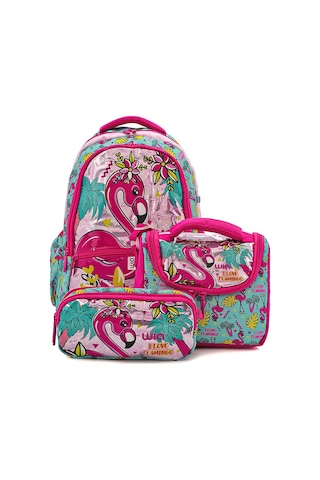 Wia 3 Bölmeli Palm Flamingo Çanta Seti Turkuaz Okul Çantası+termoslu Beslenme Çantası+kalemlik Pembe Wia 3 Bölmeli Palm Flamingo Çanta Seti Turkuaz Okul Çantası+termoslu Beslenme Çantası+kalemlik Pembe