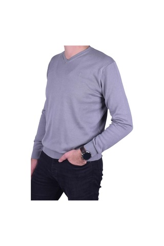 Regular Fit Gri Erkek Pamuklu Düz Triko Kazak, Ot-Kzk-20010