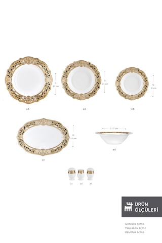 Emsan Empire Bone Barok 29 Parça 6 Kişilik Yemek Takımı Altın