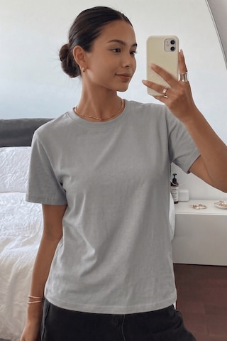 Genıus Store Kadın Tişört Gri Bisiklet Yaka Basic Tişört %100 Pamuk Rahat Kalıp T-shirt Basıc-kadın