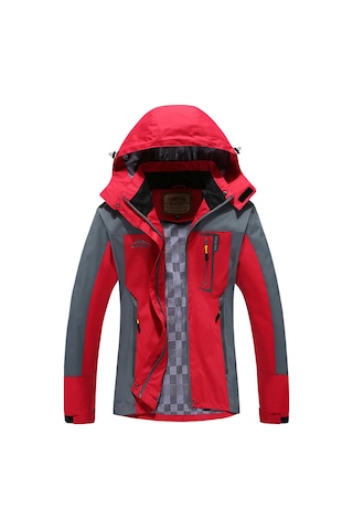 Kadın Outdoor Ceket Rüzgar Geçirmez Ceket Kırmızı Kırmızı