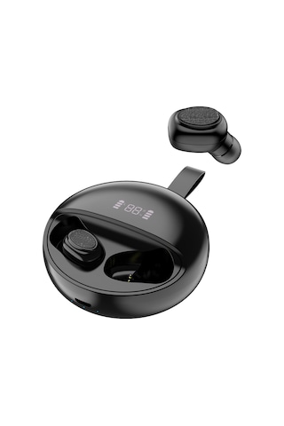 Qingmipy Yh-03 Siyah Tws Bluetooth 5.0 Kulaklık - Mini Gizli Spor Araç İçin - Akıllı Telefon Uyumlu - Sayısal Gösterge - 30 Saat Çalma Süresi