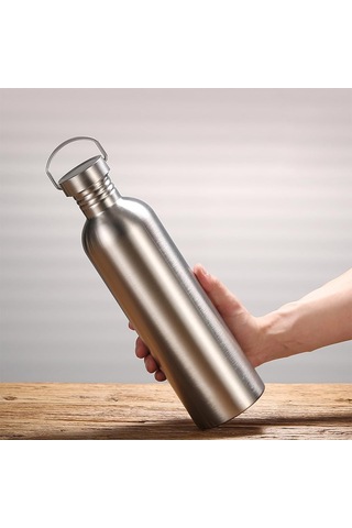 Paslanmaz Çelik Su Şişesi Tek Duvar Metal Su Şişesi Büyük Kamp Su Şişesi Tutamaklı Geniş Ağız Sızıntı Profili Hafif Spor K Yarışıklı Kupa 51 Oz Çelik