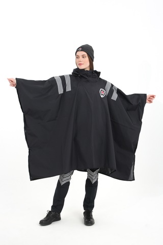 Özel Güvenlik Yağmurluğu Reflektörlü Su Geçirmez Panço Unisex Füme