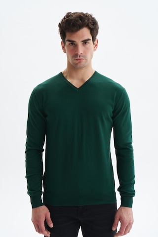 Arma Erkek Slim Fit Likralı Pamuklu Örme V Yaka Triko Kazak K0kro0854 Yeşil