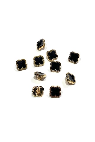 Bluz Düğmesi/ Metal Bluz Gömlek Düğmesi/ 1,1 Cm / Gold Siyah Mineli/ 10 Adet 11 Mm