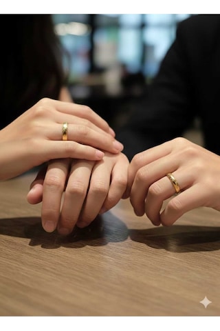 4mm Gold Ve Gümüş Ren Paslanmaz Çelik Alyans Altın