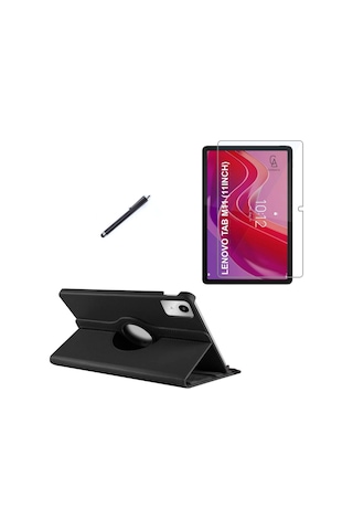 Lenovo Tab M11 Tb-330fu Uyumlu Kılıf Dönebilen Standlı Tablet Kılıfı + Ekran Koruyucu + Kalem
