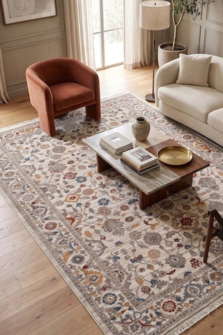 Hoom Rugs Otantik 2601 Renkli Vintage Desenli Salon Halısı Çok Renkli