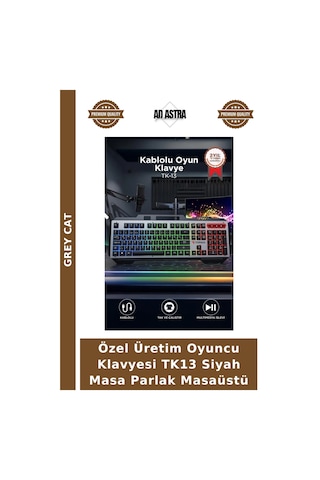 Özel Üretim Oyuncu Klavyesi Tk13 Siyah Masa Parlak Masaüstü