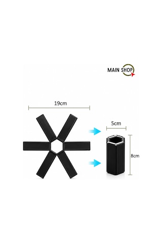 Mainshop 3'lü Set Katlanabilir Nihale - Isıya Dayanıklı Pratik Tencere Altlığı - Dirençli Siyah M-021