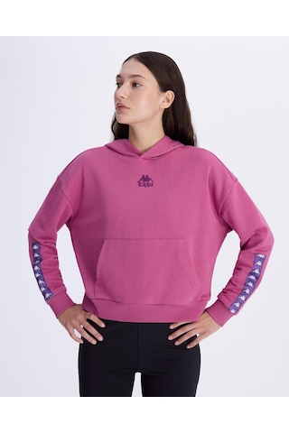 Kappa Authentic Alcott Hoodie Kadın Pembe Comfort Hoodie Siyah