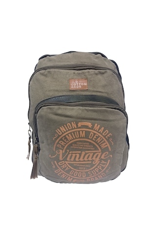 Old Cotton Cargo Kaliteli Siyah Vintage Salaş Baskılı Disayn Günlük Gezi Okul Sırt Çantası Revilla Bag 28x38cm Yeşil - Koyu Yeşil