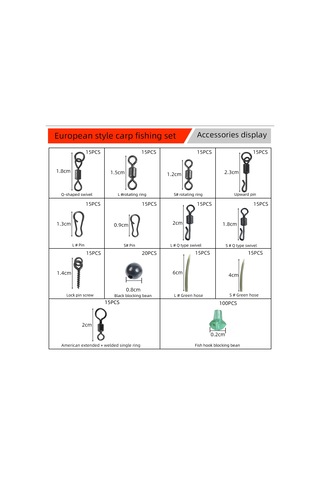 Konesam 300 Parça Avrupa Stili Balıkçılık Aksesuar Seti - Bakır Silikon, Korozyon Direnci, Su Altı Tüm Balık Türleri İçin Taşınabilir Kutulu