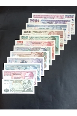 7. Emisyon 12 Adet Eskı Kağıt Para. Türk Lirası. Eski Para.
