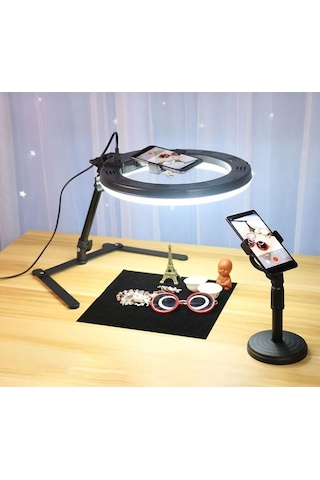 Masaüstü Ürün Çekim Stand Video Ve Fotoğraf Çekimi 10" Ring Light Tripod Selfie Işık Çekim Işığı Masaüstü Ürün Çekim Stand Video Ve Fotoğraf Çekimi 10" Ring Light Tripod Selfie Işık Çekim Işığı