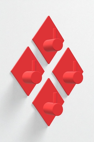 4'lü Askılık Havlu Askısı, Bornoz Askısı, Kapı Arkası, Duvara Monte, Dayanıklı Malzeme, Kırmızı 89 Kırmızı