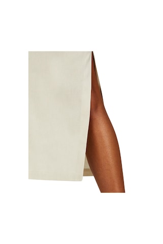 Sisley Keten Ve Pamuk Karışımlı Yırtmaçlı Midi Kalem Etek Kadın Gri Etek - 324p4u6wl0023 Bej