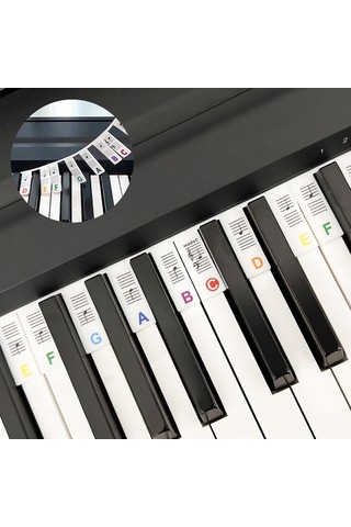 Yifomall Başlangıçcılar İçin 88 Tuşlu Renkli Silikon Piyano Not Etiketleri - Kolay Kurulum & Çıkarma, Su Geçirmez, Temizlenebilir Kutu İle Beyaz