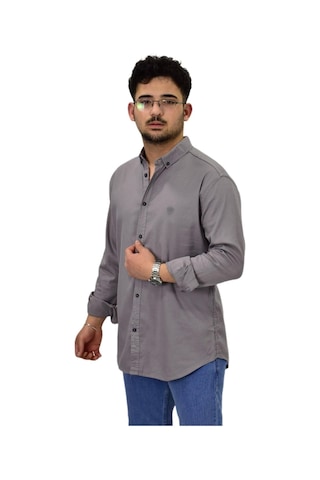 Erkek Büyük Beden Spor Likralı Gömlek Bgl-st04486 Gri