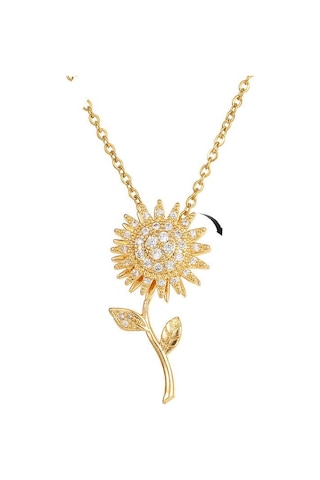 "ayçiçeği Kolye Titanyum Çelik Kolye - Kadınlar İçin Şık Lüks Köprücük Zinciri" Gümüş