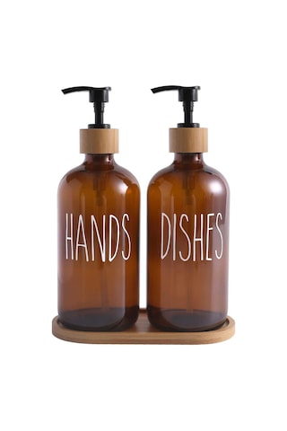 Mien 2 Li Amber Bambu Standlı Hands&dishes Sıvı Sabunluk Seti 2069701-o