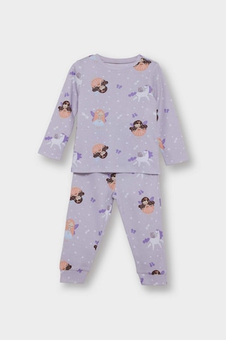 Defacto Kız Bebek Pijama Takımı Desenli Uzun Kollu Üst Uzun Alt F0636a525aupr305 Mor