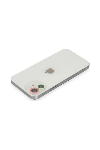 Apple iPhone Uyumlu 12 Mini Renkli Kamera Lens Koruma Cam - Yeşil-pembe Çok Renkli