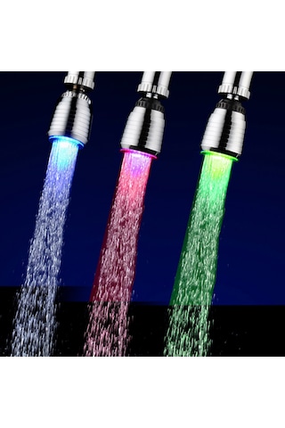 Shineyee Led Su Faucetı Rgb Renkli Isı Algılama 360 Dönüşümlü Su Akımı İle Çalışır Banyo Mutfak Aydınlatma GÜMÜŞ