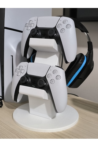 Ps5 2li Kol Tutucu + Kulaklık Standı 3 İn 1 Beyaz