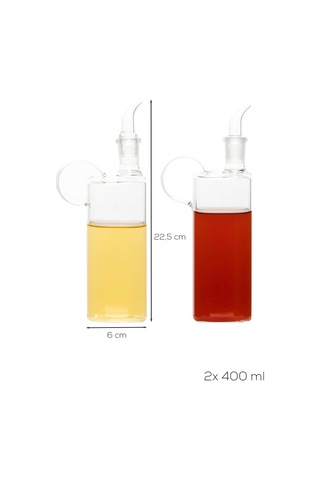 408 2li Kare Borosilikat Cam Yağdanlık Yağlık Sirkelik 400ml Çok Renkli