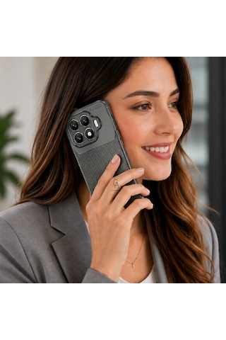 Xiaomi Mi 17t Uyumlu Kılıf Karbon Tasarım Kamera Korumalı Silikon Telefon Kılıfı Kapak Gri