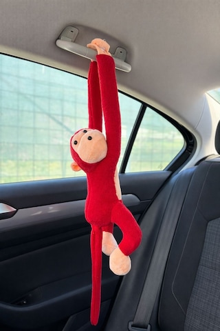 Elleri Yapışan Oyun Ve Uyku Arkadaşı Peluş Maymun Oyuncak Sarılan Maymun M0001 Kırmızı