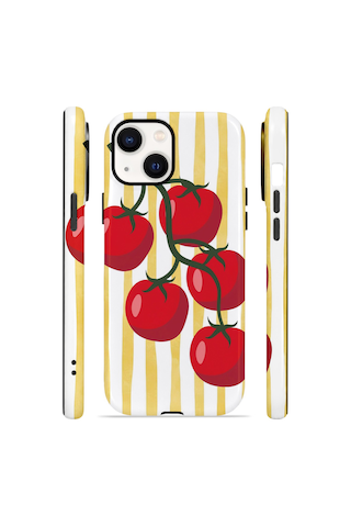 Apple iPhone Uyumlu 15 Vorian Çift Katmanlı Magsafe Kılıf Tomato Market Stripe