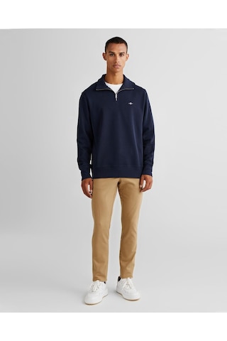 Gant Erkek Lacivert Regular Fit Yarım Fermuarlı Sweatshirt-11552 433-lacivert