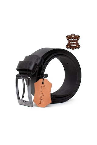 Pierre Cardin Pc402 Erkek 4 Cm Hakiki Deri Kemer Siyah-siyah Siyah