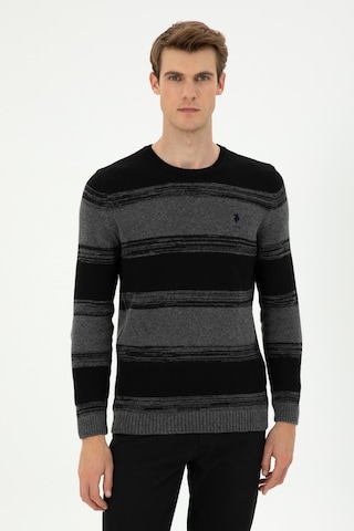 U.S. Polo Assn. Erkek Slim Fit Bisiklet Yaka Antrasit Melanj Kazak 50293115-VR081