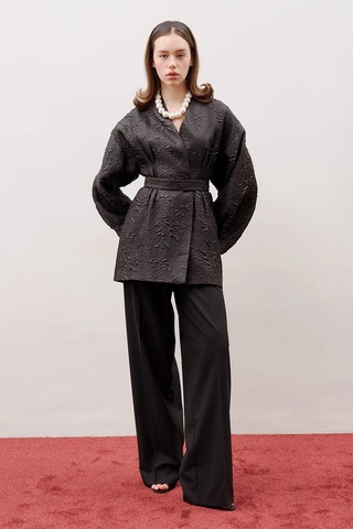 Manuka Jakar Organze Kimono Siyah Siyah
