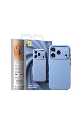 Apple iPhone 18 Pro Max Uyumlu 6.9 Nappa Premium Vegan Deri Magsafe Kılıf Light-blue
