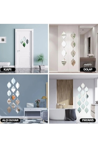 Dekoratif Su Yolu Aynalı Gümüş Pleksi Dekorasyon Ürünü 12x7 Cm