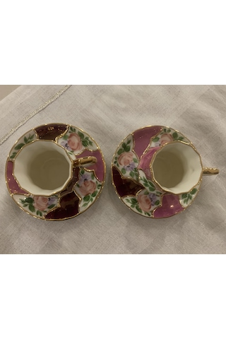 Fermato 4 Parça 2 Kişilik El Boyama Kahve Fincanı Çok Renkli