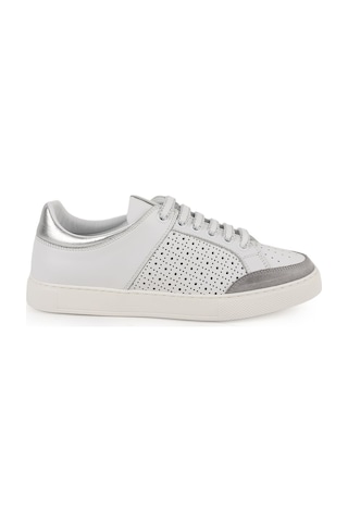 Libero Lz5883 Delikli Antik Deri Ve Süet Detaylı Kalın Hafif Eva Taban Kadın Sneaker Beyaz